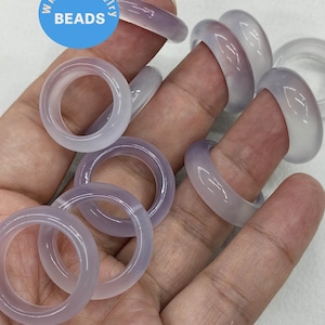 Violet  Ice Milky white agate rings  stone bands size 6 to 10US white gemstone stacking rings natural  chalcedony~ Gift Ring 1PCS