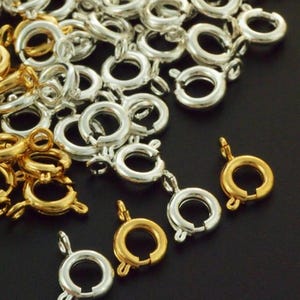 AAA 10PCS Sterling Silver Spring Ring Clasp,18K Gold Plated  Pearl Clasp 2 Strands, Clasp  Loop,6-25mm Clasp Connector for Bracelet Necklace