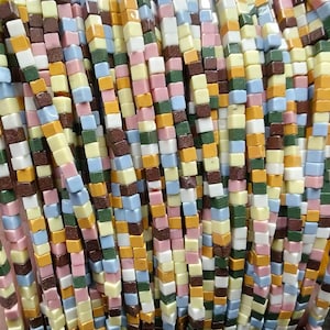 Perle rotonde di lava a colonna arcobaleno da 15,5 pollici, rotonde, pepite, ovali, rondelle, heishi, cubo a cuore, pietra semipreziosa vulcanica