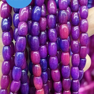 45PCS Sugilite Purple Violet Purple  Jade Gemstone  6X9mm 15.5&quot; Strand  Rice Drum Barrel Oval Column Spacer Beads for jewelry making