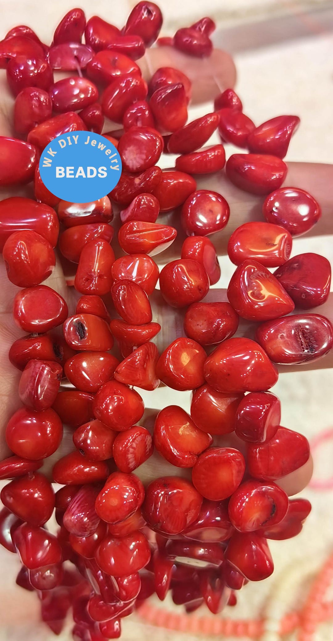 Genuine Natural Red Bamboo Coral 10-15mm Round Disc Freeform Slice