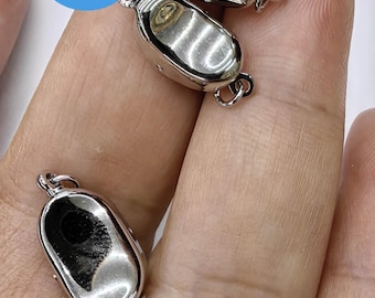 12 sets zilveren sluiting • Rhodium / geelgoud verguld 6-12 mm • mooie gladde ovale designersluiting • Voor parel • sluiting armband edelsteen sieraden