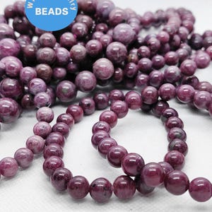 100% Rubin ädelstenspärlor, mörkröda rubin smyckesarmband, rosa ädelstenspärlor runda 4-14 mm 8 tum för present