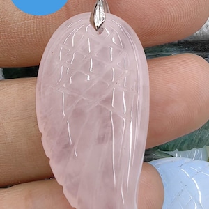 Assorted Rock Crystal Rose Quartz Gemstone Carved Feather drop rectangle Heart Round Necklace Pendants