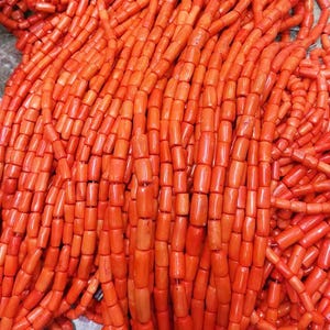 Red coral Cylinder Oranger Coral necklace 10-20mm 8-40inch Round Column  Loose Beads Jewelry Supply