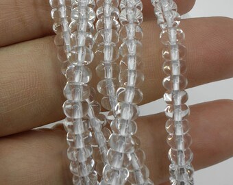 Rock White Quartz Gemstone Rondelle Heishi disc  Beads 3-6mm 16" Gemstone Loose Beads for Jewelry Making Crafts  Crystal Facetd Rondelle