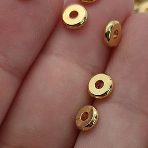 100pcs Flat Wheel Round Disc Raw Brass Beads,3-10mm Spacer Beads Findings DIY Jewelry Making