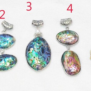Genuine Abalone Shell Pendant, Oval Round Rectangle Freeform Pandant, Designer Pendant,Pearl Flower Pendant, 925 Sterling Silver necklaceDIY