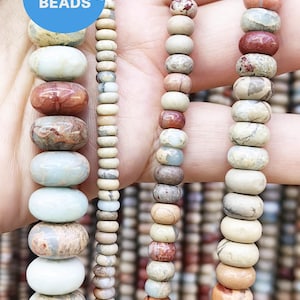 15,5" sträng naturlig ormskinnsjaspis 4-12 mm Heishi Rondelle kolumn tegelmynt runda pärlor brunröd aka afrikansk blå opal lös pärla