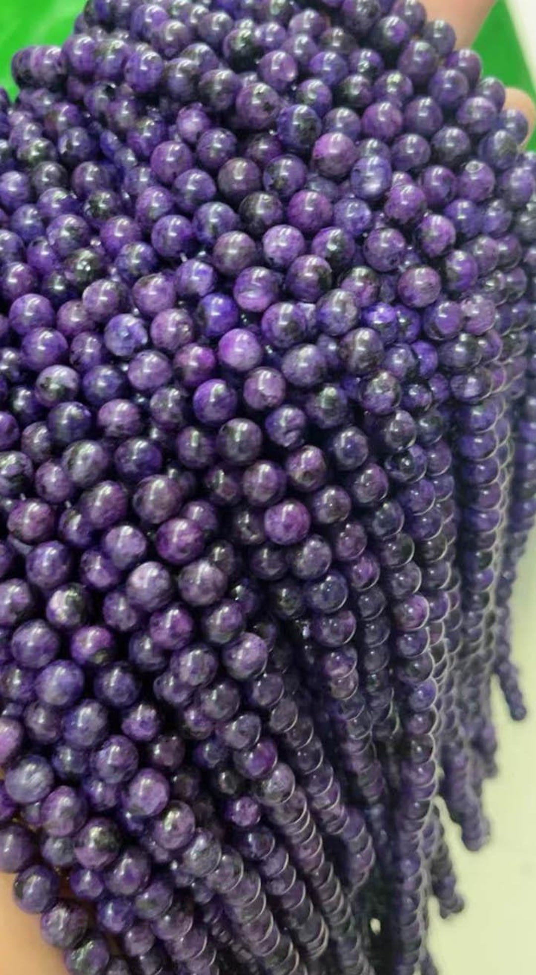 10 Perles De Sugilite 8mm Violet Rose - Pierre Naturelle Sablée Givrée, Lot Pour Création Bijou, Marque Homemade
