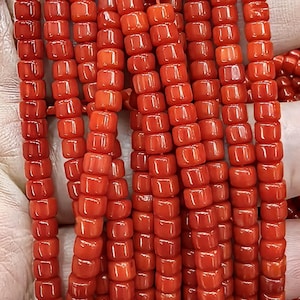 130 Stück Oranger Coral Scheiben rote Korallen heishi Scheiben Perlen 4 x 3 mm 16&quot;Strang