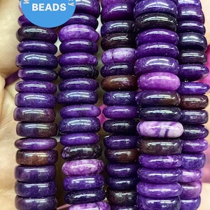 Large Sugilite Purple Violet Jade  Heishi Disc Rondelle Beads  6-18mm 15.5&quot; Strand Spacer Beads for jewelry making