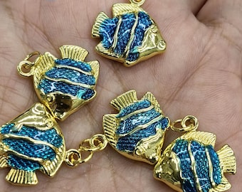 Double -- 2sets Handmade Cloisonne Articulated Fish Animal Gold