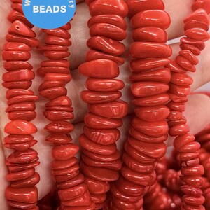15.5inch Red Coral necklace 8-16mm Round  rondelle heishi disc freeform  spacer  Loose Beads for Jewelry Supply