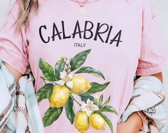 Calabria Lemon Italy Travel Tee Comfort Colors Lemon Blossom Citrus Shirt Italian Vintage Unisex Gift Mediterranean Vibes