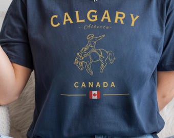 Calgary Alberta Canada shirt rodeo cowboy comfort kleuren T-shirt western T-shirt Bucking Horse Stampede reiscadeau Unisex