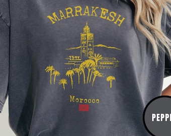 Marrakesh Morocco Comfort Colors T-Shirt Koutoubia Mosque Souvenir Marrakech Travel Tee Moroccan Gift Sahara Africa Travel Shirt Atlas