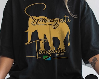 Serengeti National Park Shirt | Comfort Colors | Tanzania Safari Souvenir | Elephant Silhouette Tee | African Wildlife Gift | Big Five Trip