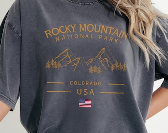 Rocky Mountain National Park Shirt Colorado Gift Comfort Colors Hiking Tee Estes Park Souvenir USA Nature Top Outdoor Adventure Graphic