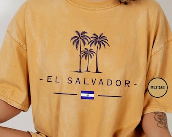 El Salvador Shirt Comfort Colors Surf Tee Central America Travel Gift Pupusa Lover Top Pacific Coast Souvenir Palm Trees Graphic