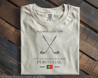 Algarve Golf Trip Shirt Portugal Souvenir Comfort Colors T-shirt Golfer Gift Vilamoura Tee Faro Holiday Top Europe Golfing Vacation