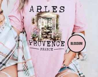 Arles Provence Shirt | Comfort Colors | French Countryside Watercolor | Floral Cottagecore Tee | South of France Souvenir | Cafe Art