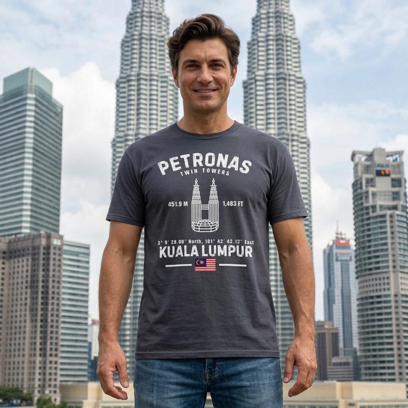 Chemise tours jumelles Petronas t-shirt Kuala Lumpur couleurs confort Malaisie voyage souvenir ville horizon architecture cadeau art urbain minimaliste image 1