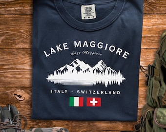 Lake Maggiore Shirt Italy Switzerland Gift Comfort Colors Alps Lake Tee Italian Lakes Souvenir Borromean Islands Top Travel Lago