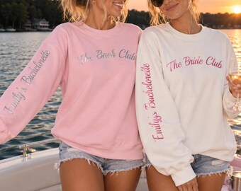 Bachelorette Party Sweatshirts, Custom Bachelorette Sweatshirts, Bride & Bach Club Crewneck, Personalized Bride Crew, Metallic Print