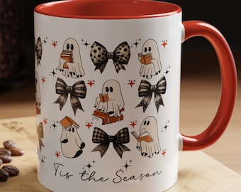 Reading Ghost Halloween Mug, Cute Halloween Mug, Housewarming Gift, Bookish Ghost Mug, Spooky Vibes, Ghost Reading Book Mug, Halloween Gift