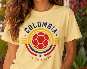 Top corto de fútbol de Colombia / Ropa para aficionados de La Tricolor, conjuntos a juego para toda la familia