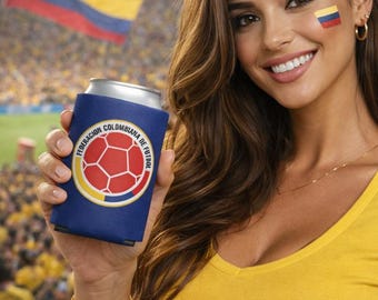 Enfriador de latas de fútbol de Colombia personalizado, funda para cerveza con nombre personalizado, recuerdo para fiesta del Mundial