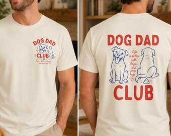 -shirt à inscription rétro Dog Dad Club | T-shirt pour amoureux des chiens pour la fête des pères