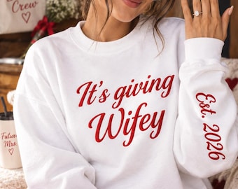 Its Giving Wifey Sweatshirt, Bride & Bridesmaid Sweatshirt, Puff Print Bride Crewneck, Bachelorette Party Sweatshirt, Bridal Party Gift