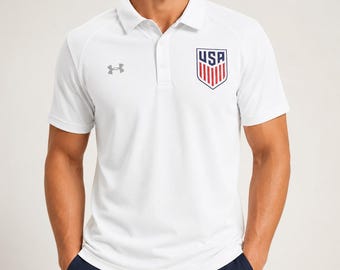 Personalized Soccer Polo Shirt, USA Colombia Canada Fan Apparel, Embroidered Crest Style
