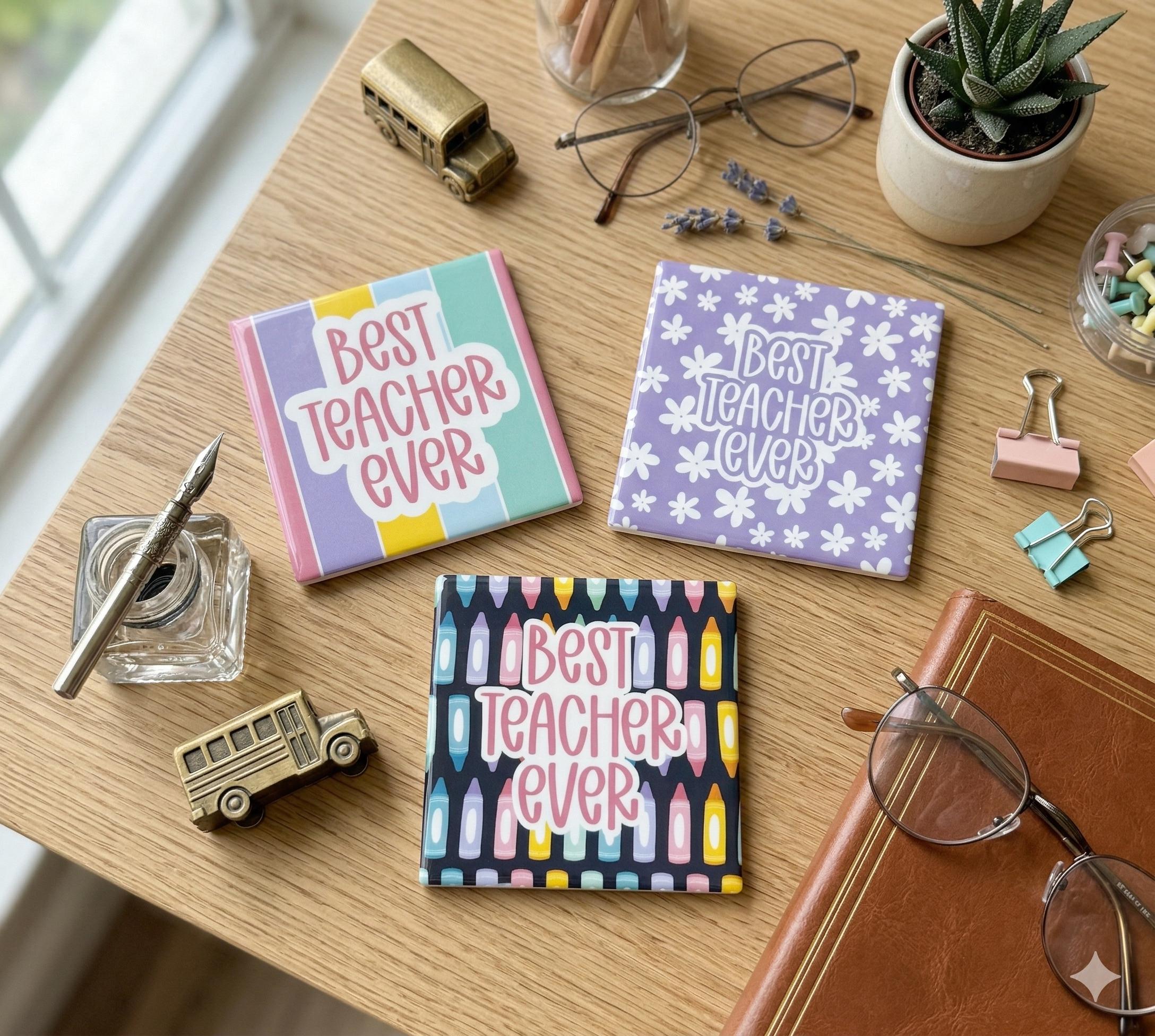 Personalized Ceramic Teacher Coasters | Teacher Gift, Classroom Decor ...