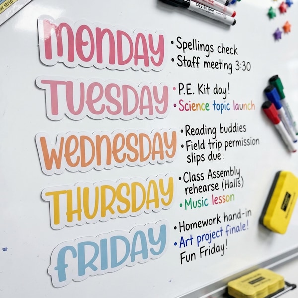 Aimants personnalisés pour tableau blanc pour enseignants | Accessoires pour calendrier de classe personnalisé