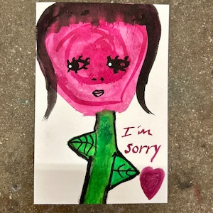 SINTO MUITO ROSE - cartão postal pintado à mão