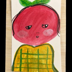 POUTY PEACH - cartão postal pintado à mão