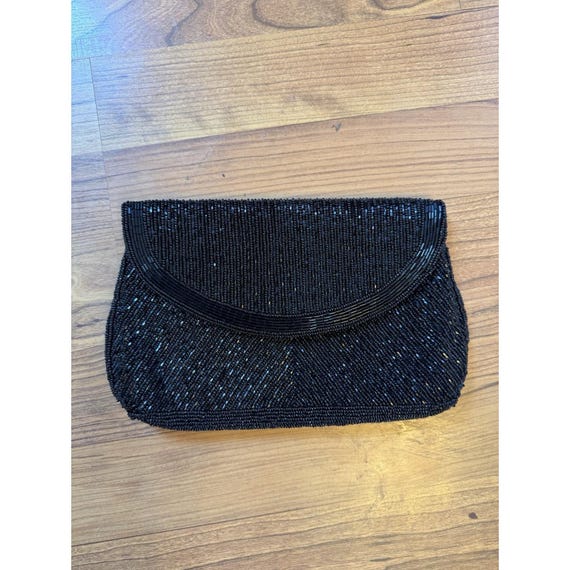 Vtg 70s 80s Fully Beaded Black Evening Clutch Handmade in Macau La Regale