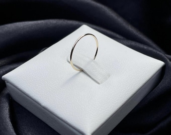 Solid 9ct Yellow Gold Thin Band Ring, Minimalist Everyday Jewelry