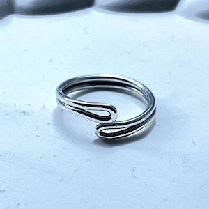Adjustable S925 Sterling Silver Open Ring, Minimalist Wraparound Ring, Dainty Stacking Ring, Elegant Open Band Ring, Handmade Silver Jewelry