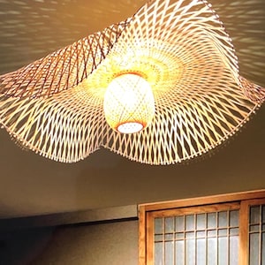 Bamboo Ceiling Lampshade Rustic Farmhouse Ceiling Light,Minimalist Bamboo Hanging Light Fixture,Bohemian Rattan And Bamboo Ceiling Lamp