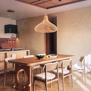Lámpara colgante rústica de ratán para decoración de granja, regalo de ratán hecho a mano para inauguración de la casa, lámpara de mimbre, lámpara colgante de ratán natural