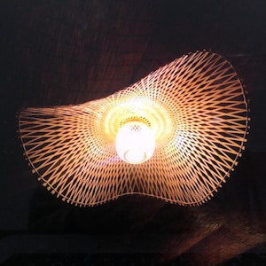 Flush Mount Bamboo Light,Scandinavian Bamboo Home Decor,Handwoven Bamboo Light Fixture,Minimalist Bamboo Ceiling Lamp,Living Room Decor Lamp
