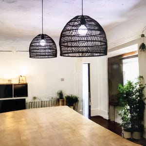 Scandinavian Natural Light Fixture,Minimalist Rattan Wicker Pendant Light,Rustic Farmhouse Hanging Lamp,Modern Coastal Light Shade