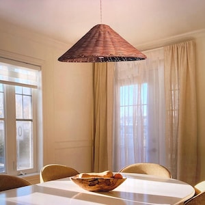 Modern Cone Shape Rattan Lampshade For Living Room,Natural Woven Cone Lampshade For Boho Decor,Natural Wicker Lighting Fixture,Housewarming