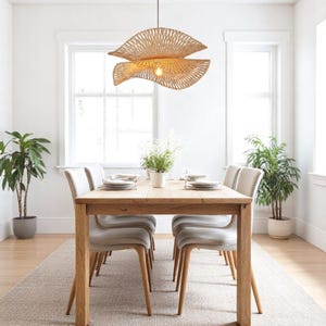 Minimalist Bamboo Lampshade Rustic Bamboo Decor,Wicker Ceiling Light Shade Natural Lighting Fixture,Bohemian Pendant Light,Home Lighting