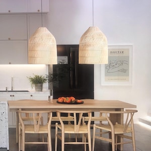 Scandinavian Rattan Lamp Bohemian Style Rattan Pendant Light Fixture,Rattan Lampshade Bamboo Lampshade,Handwoven Rattan Hanging Lamp