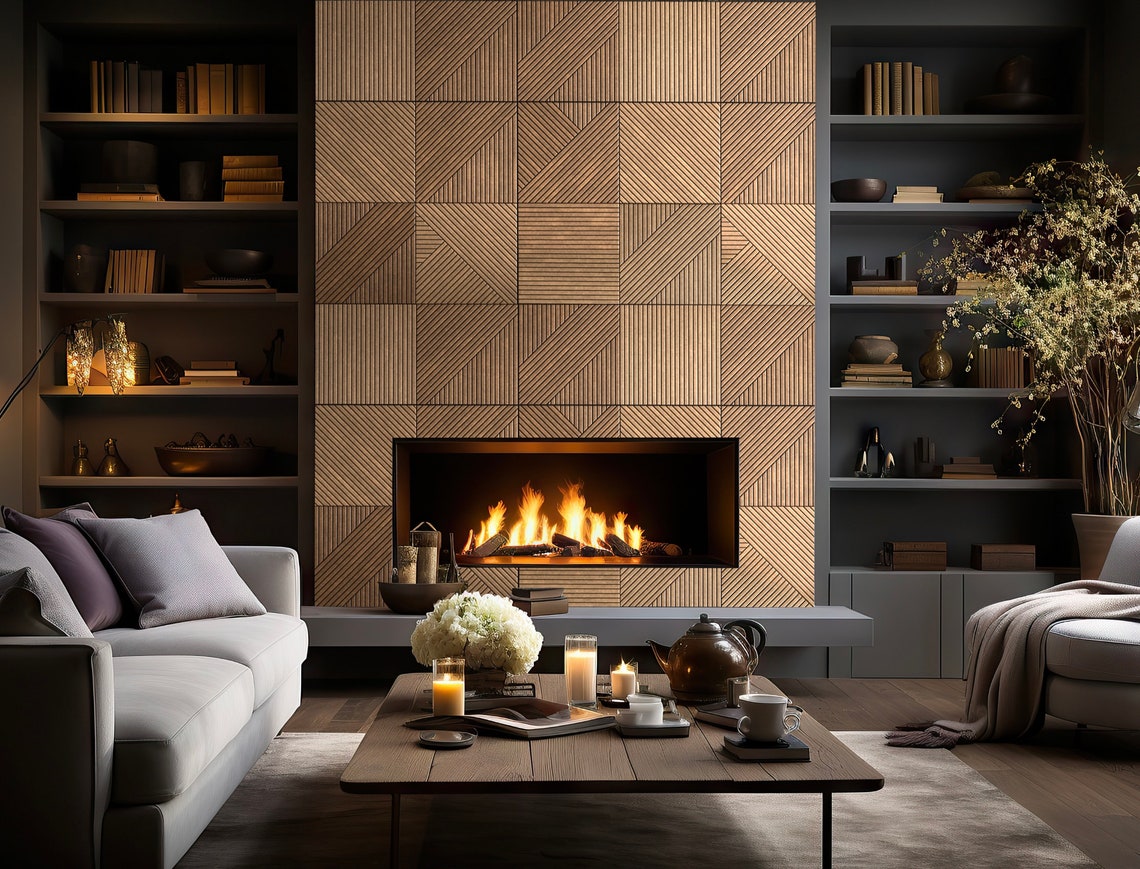 Fireplace Wall Decoration, Fireplace Wall Panel, 3D Fireplace Wall ...